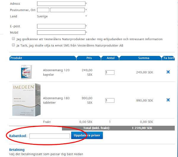Din rabattkod använder du här