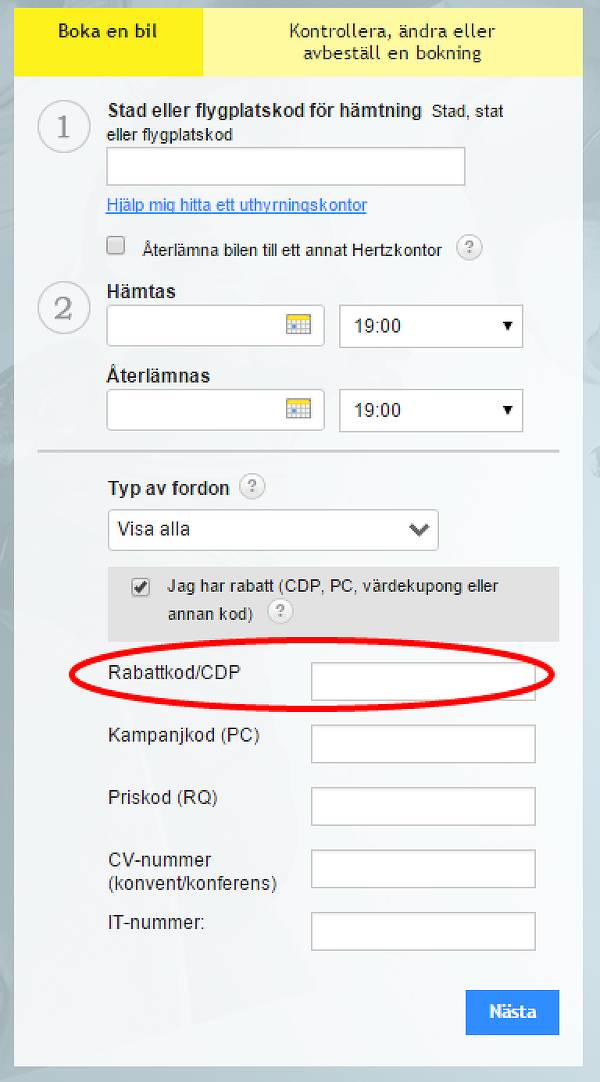 Rabattkodsfältet öppnas genom texten "Jag har rabatt".