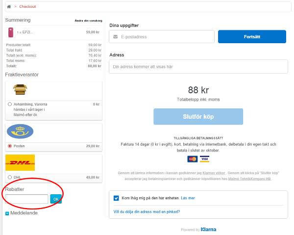 Rätt fält finns under "Rabatter"