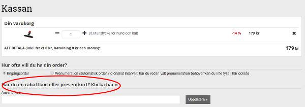 Här löser man in rabattkoder hos Dammtussen.