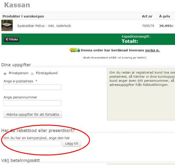 Rabattkod och så vidare, rätt i den röda ringen