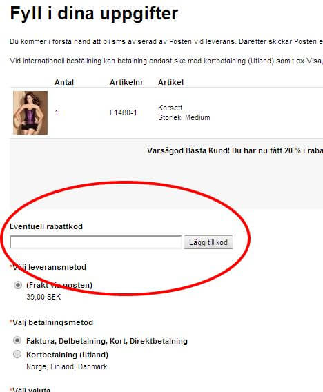 HÃ¤r sparar du pengar genom att fylla i rabattkoden