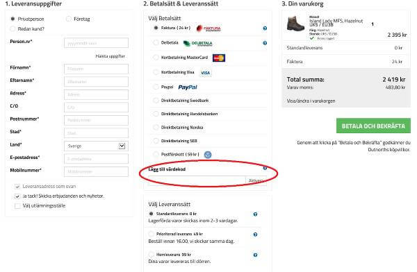 Här skrivs rabattkoden in