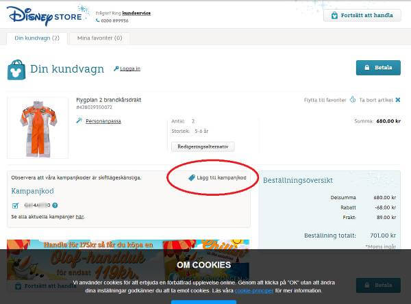 Om du undrar var du ska skriva in koden ser du det här