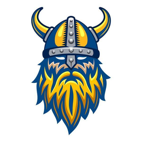 Vikingsymbolen är given i sammanhanget blågult