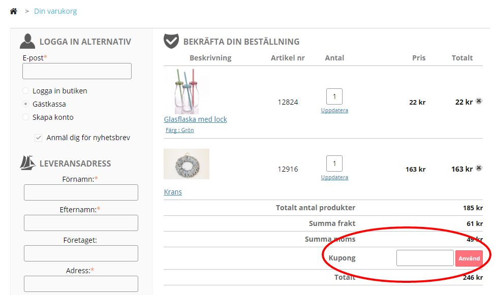 Här kan du lösa in din kupong hos Verras. 
